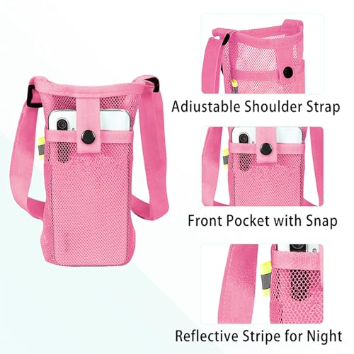 FUZVOL Water Bottle Carrier Water Bottle Holder with Adjustable Shoulder Hand Strap Portable Durable Water Bottle Bag for Adults Kids Walking Hiking Camping Travelling Exercise Pink FUZVOL Water Bottle Carrier Water Bottle Holder with Adjustable Shoulder Hand Strap Portable Durable Water Bottle Bag for Adults Kids Walking Hiking Camping Travelling Exercise Pink