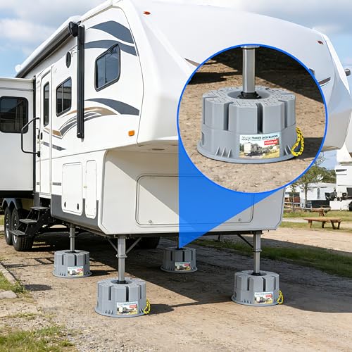Image of 6''Height Trailer Jack Block with Carry Bag, Heavy Duty 40,000lbs RV Camper Stabilizer Blocks for Travel Trailers Tongue Jack 5th Wheels Scissor stabilizers, 4 Pack