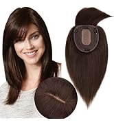 SEGOHAIR Hair Toppers for Women Real Human Hair With Bangs 13 * 15 cm Larger Silk Base 150% Densi...