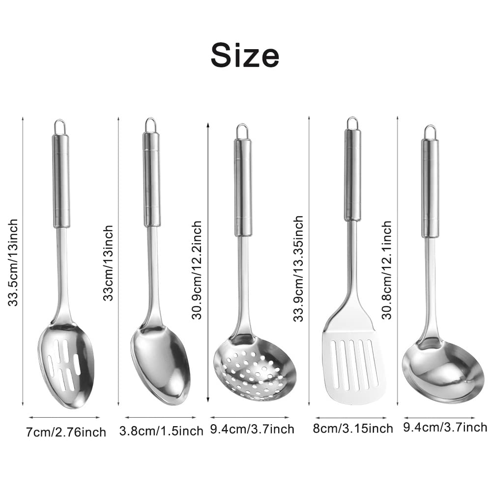 5pcs Stainless Steel Kitchen Utensils Set Heat Resistant Cooking Utensil, Easy to Clean Non Stick Cooking Set - Image 2