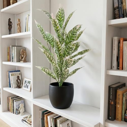 Image of Dekorly Artificial Plant Leaves Tropical Monstera Large Artificial Plants Fake Zebra Leaf Plastic Palm Tree Branch for Home Garden Decor | 26 Leaves (Green-G, Height : 76CM)