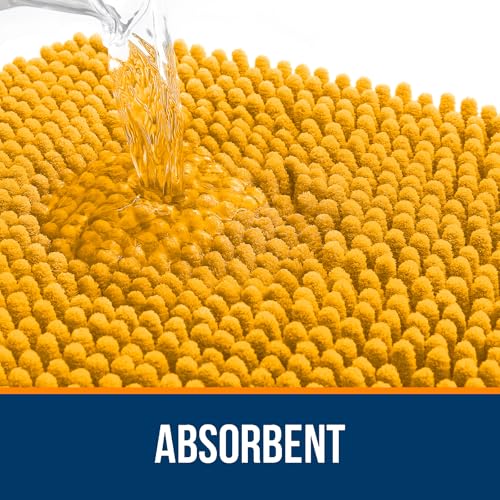 Image of OLANLY Large Bathroom Rugs 47x32, Soft Absorbent Chenille Bath Rugs, Rubber Backing Quick Dry, Machine Washable Bath Mats for Bathroom Floor, Tub and Shower, Home Decor Accessories, Golden Yellow