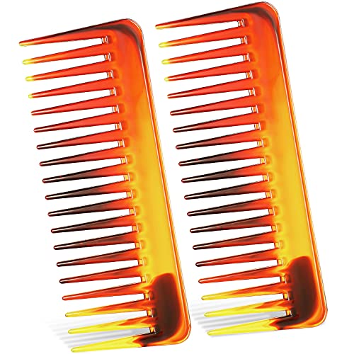Patelai 2 Pcs 6.1" Wide Tooth Comb, Dark Brown
