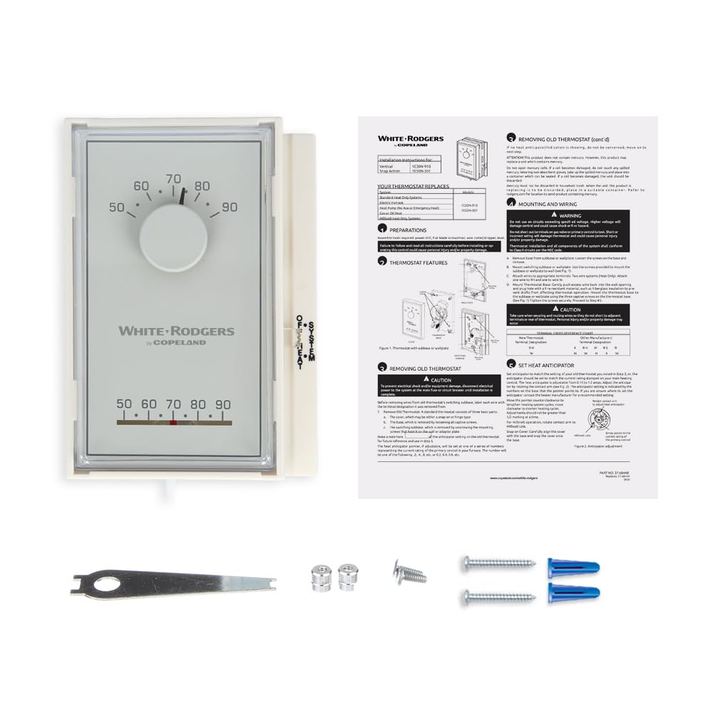 Emerson 1e50 N-301 Low V termostato meccanico, da 50 a 90 gradi F, bianco