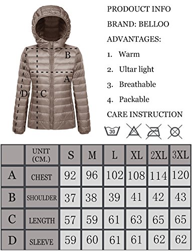 Belloo Donne Inverno Packable Ultralight Down