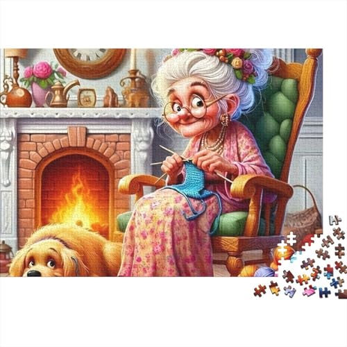 Rompecabezas antiestrés de abuela tejiendo, el juego de descompresión de 1000 piezas