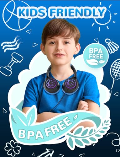 Image of iClever Kids Wired Headphones with LED Light, 85dBA Safe Volume Kids Headphone with Cord, Stereo Sound Foldable Adjustable, USB C Kid Headphones for School /Boys /Girls /iPad, Blue Black