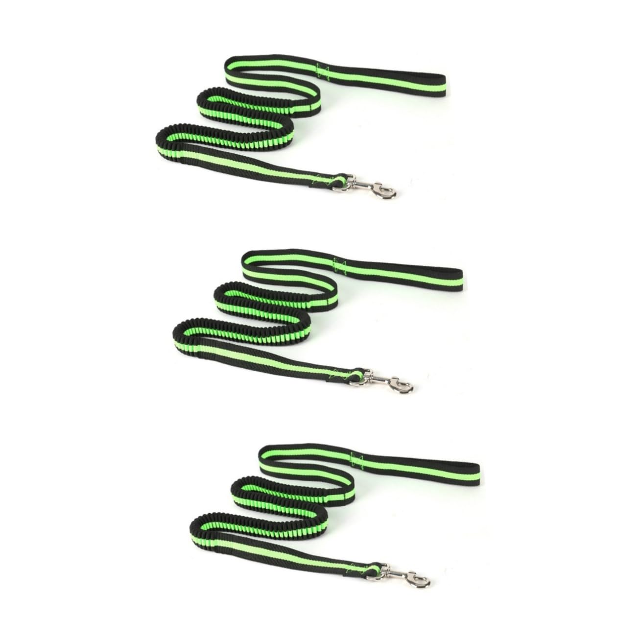 Laisse bungee pour chiens extensible lot de 3 pièces vert anti-traction pour le sport