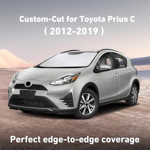 Image of EcoNour Windshield Sunshade Compatible for Toyota Prius C 2012-2017 2018 2019, Sun Visor for Front Windshield & Window Sun Shade Cover, UV Heat Blocker & Protector, Car Accessories