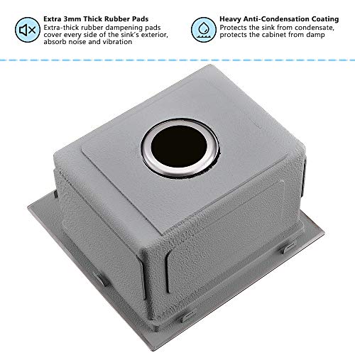 15 Inch Bar Sink Drop In-Vasoyo 15X15 Inch Drop In Topmount Stainless Steel Workstation Kitchen Sink Bar Prep Sink 16 Gauge Small Single Bowl With Grid & Drain & Cutting Board #TOP5