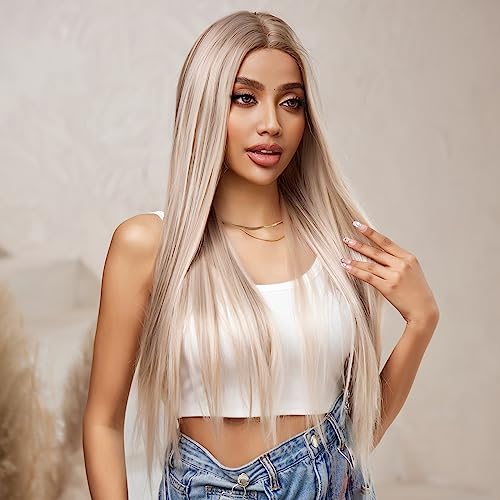 Perruque blonde lace front aspect naturel pour masquer la perte de cheveux