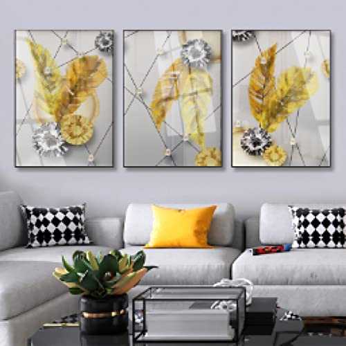 Pósteres abstractos de plumas doradas para pared de fondo decorativa 2