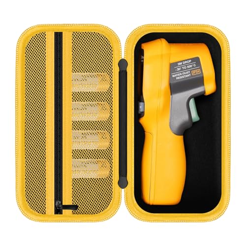 Image of HESPLUS Case for Fluke 62 Max/ 62 Max+/ 64 Max/ 59 Max+ Infrared Thermometer, Hard EVA Protective Carrying Bag with Mesh Pocket, BLACKYELLOW (CASE ONLY)