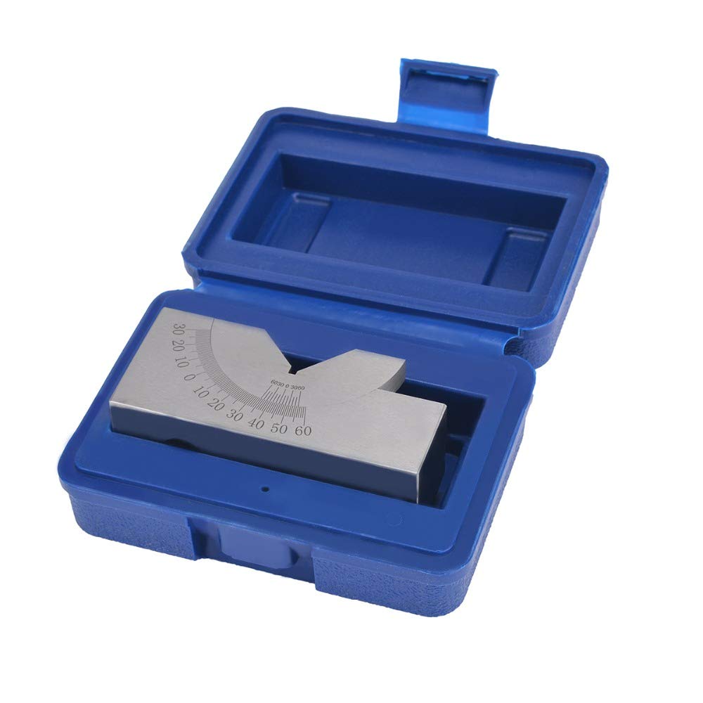 Huanyu High Precision Angle V Block 0-30-60 Degree Adjustable Micro Angle Gauge with Wrench for Power Tool (25mm)