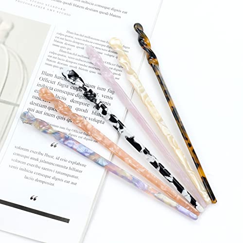 Dizila 12 Pack Retro Vintage Chinese Leopard Print Acetate Hair Sticks Chopsticks Forks & Tortoise Shell U-Shaped Hair Pins Accessories For Women Girls Updos Buns #TOP6