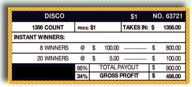 $1 Instant Pull Tabs – Disco Theme – 1,356 Count – Fundraising Raffle Game for Bingo Nights, Bars, Clubs, Schools & Nonprofits – Easy-to-Play Instant Win Tickets (Theme & Artwork May Vary)