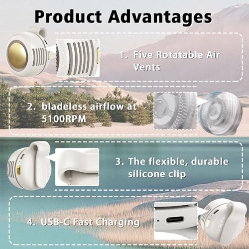 Ahuccf Portable Clip-On Fan Mini USB Rechargeable 360 Rotatable Personal 3-Speed Silent - image 4