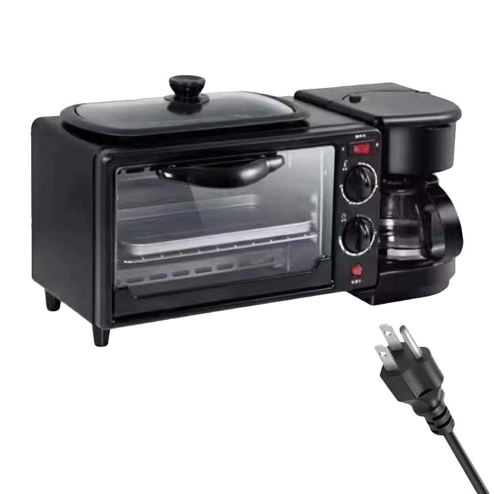 3-In-1 Breakfast Station With Coffee Maker Toaster Oven Frying Pan Versatile Breakfast Maker Breakfast Easy Oil Less And Healthy Meals Removable Nonstick Plates For Sandwiches Eggs Bacons
