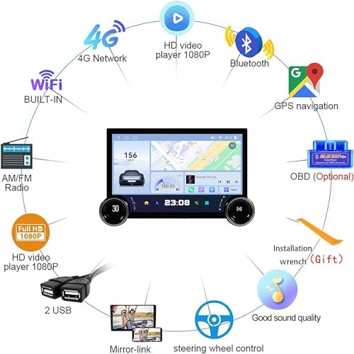 8core 8+256gb,YLOXFW Carro Stereo Android 14.0 Rádio para Tacoma 2015-2021 Navegação GPS Sat 11.8'