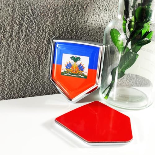 Image of Newperlite Haiti Flag Decal Sticker Car Emblem Haitian Flag Car Decoration Accessories Chrome Shield for Truck Vehicles Cars, 2 Pack