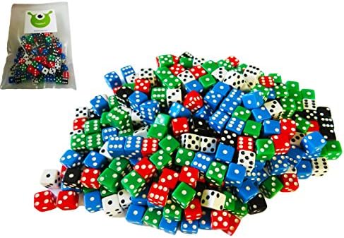 200-Piece Mini 8 mm Assorted Game Dice