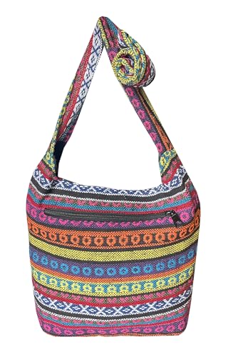 Image of Small Aztec Messenger Bag - Handmade Woven Hippie Hobo Shoulder Handbag - Ikat Tribal Sling Purse for Women