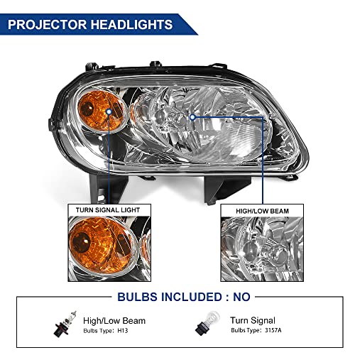 Boardroad Headlights Assembly Fit For 2006-2011 Chevy Hhr Replacement Chrome Housing Amber Reflector Driver And Passenger Side #TOP2