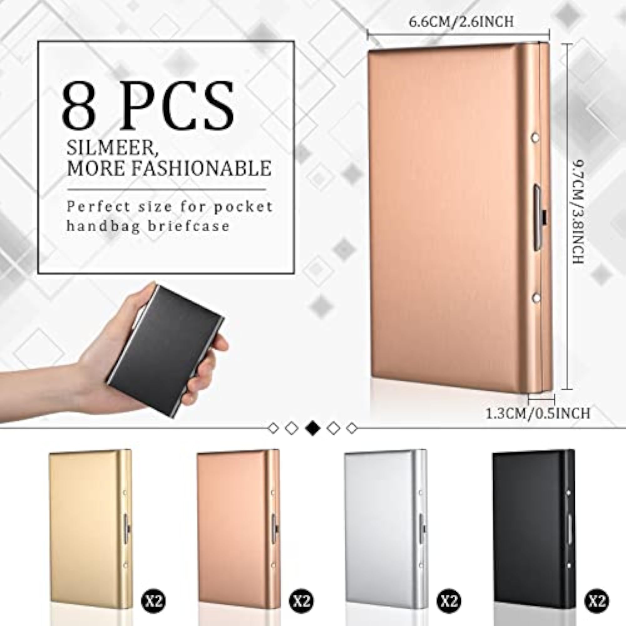8 Pcs RFID Stainless Steel Business Card Holder Set