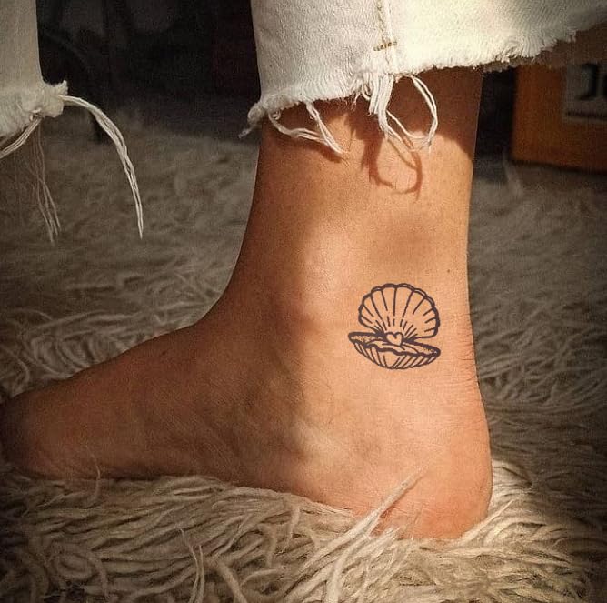 2 Sheets Semi Permanent Seastar Seashell Temporary Tattoos, Long Lasting Waterproof Fake Tattoos for Women (Seashell)