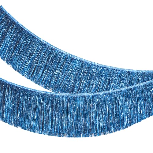 MOMAHUA Lametta Fransen Girlande Blau, 20x200cm Metallic Foil Fringe...