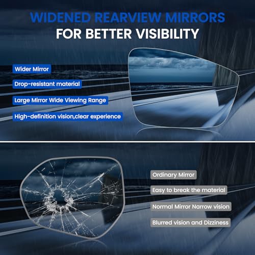 SYKRSS Passenger Right Side Mirror Convex Glass Compatible With Volkswagen 2012-2019 Beetle, 2011-2018 Jetta, 2012-2017 Passat Passenger Right Side RH View Mirror, Including Full Size Adhesive by SYKRSS - Used condition - Image 5