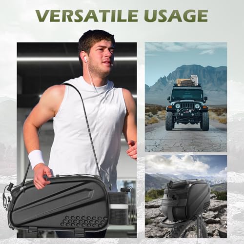 Bike Bags for Bicycles Rear Rack 10L Bike Rack Bag Waterproof EVA Hard Shell Durable Bike Panniers Saddle Bag with Shoulder Strap Bike Accessories for Cycling Commuting,Outdoor Hiking