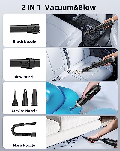 Rubot Car Vacuum Cleaner High Power,Handheld Cordless Rechargeable, Mini Vacuum With Blower, Portable Vacuum Cleaner For Car Outdoor Led And Sos Light-P15(Black) #TOP2