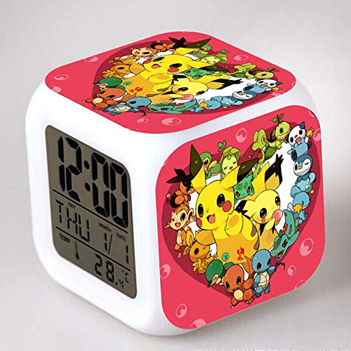 Preisvergleich Produktbild Kinder Nachttisch digitaler Wecker LED buntes Nachtlicht Stimmungswecker quadratische Uhr Berührungsschalter Stumm Reise kleiner Wecker mit USB Ladeanschluss Geschenk für Kinder Q7310