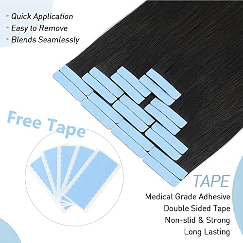 40 Pcs Light Yaki Tape In Hair Extensions Human Hair Yaki Straight Tape In Extensions For Black Women Urbeauty Seamless Invisible Tape Hair Extensions Real Human Hair Natural Black Color 14 Inch #TOP1