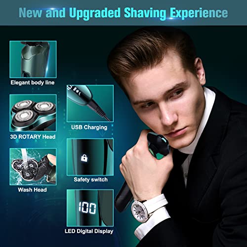 Image of Electric Razor For Men, New Upgrade Electric Shavers For Men Cordless Rechargeable 3D Rotary Men Shaver,Wet /Dry Mens Shaver,Waterproof Mens Razor For Shaving Gifts For Husband, Dad,Boyfriend