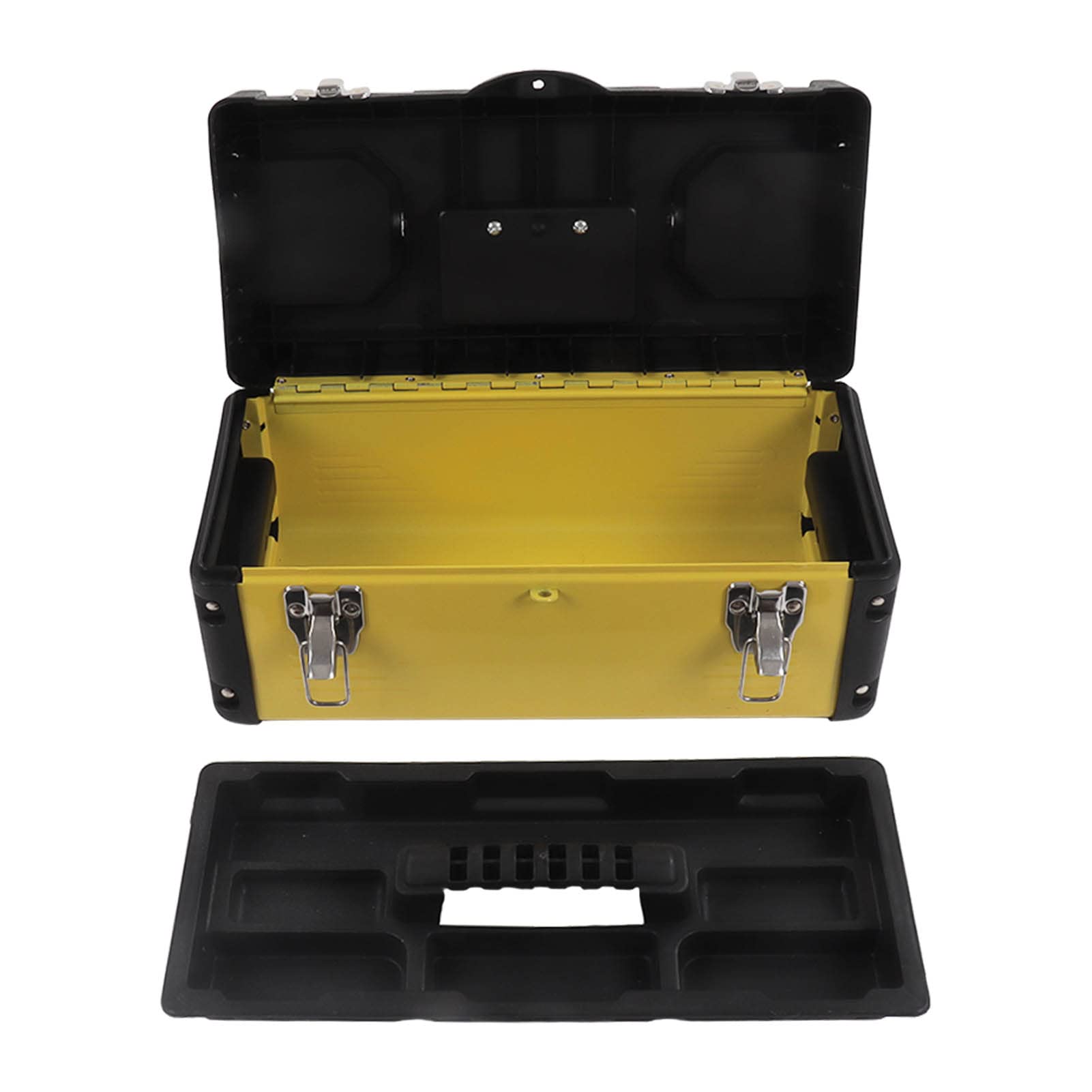 Boîte à outils de grande capacité double couche en plastique renforcé avec plateau amovible