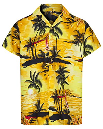 Redstar Fancy Dress - Camisa Hawaiana de Manga Corta - para Hombre - Aloha Verano - Todas Las Tallas - Amarillo - XXL