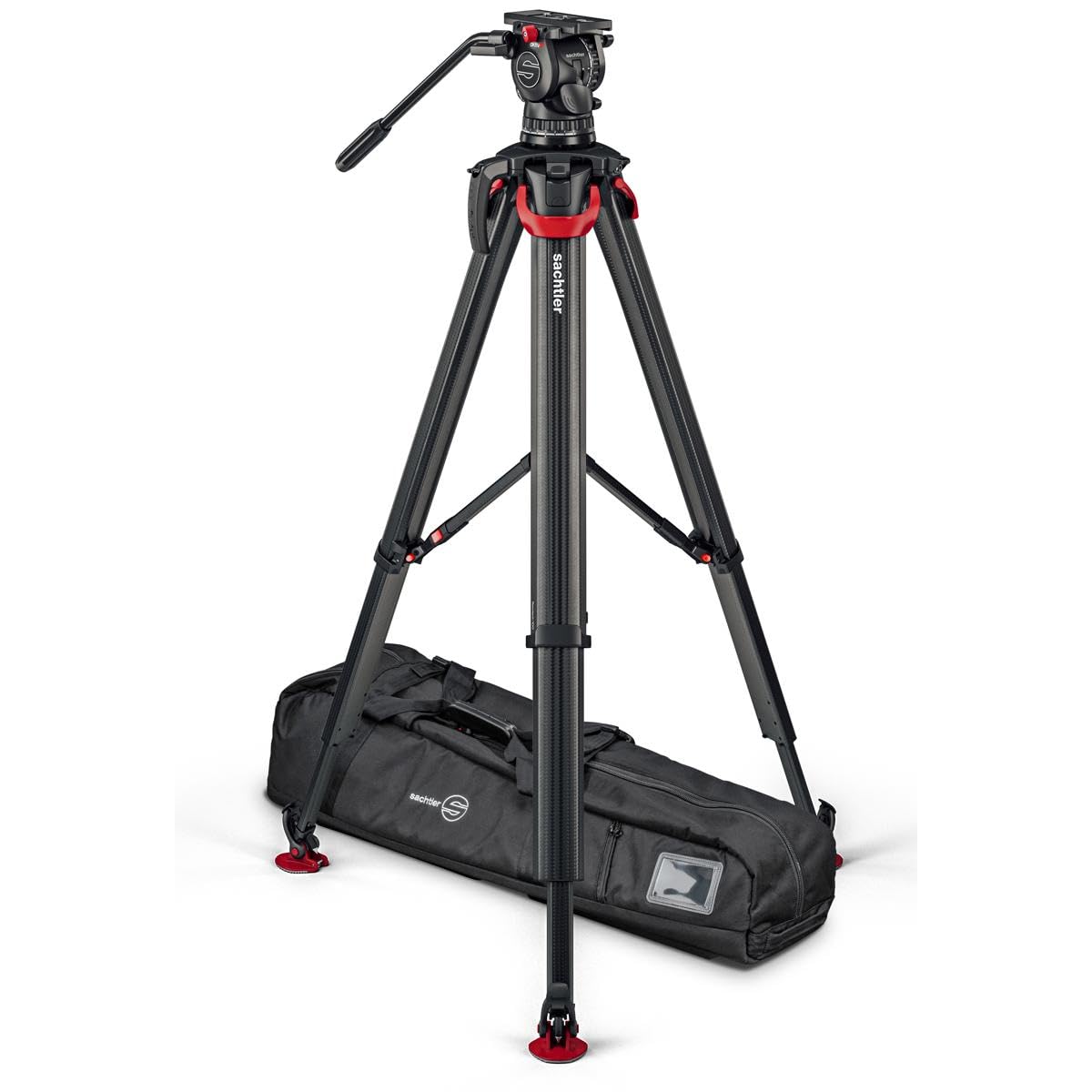 Sachtler aktiv10T 100mm Fluid Head with flowtech 100 Carbon Fiber Tripod and Mid-Level Spreader