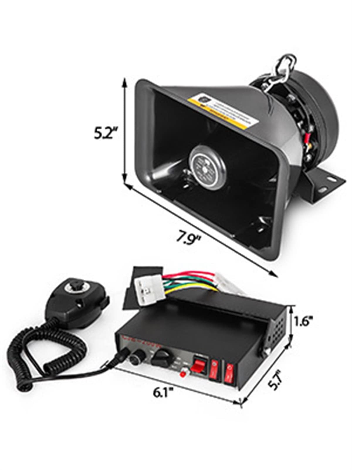 100 / 200W 12V DC Alarm samochodowy Profesjonalny system PA 8 rodzajów dźwięków ostrzegawczych z ręcznym mikrofonem dla wszystkich określonych pojazdów Zapewnij Stabilność(100W 8 Sounds)