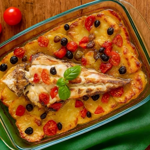 Pescatrice al forno con patate, pomodorini e olive: semplice, leggera e saporita Podcast By  cover art