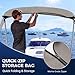 Bimini Top for Boats - 900D Waterproof & UV-Proof Polyester Sun Shade Boat Canopy with Zippered Storage Boot, 2 Rear Poles, 4 Adjustable Straps, Boat Bimini Top Gray (3 Bow 6'L x 46