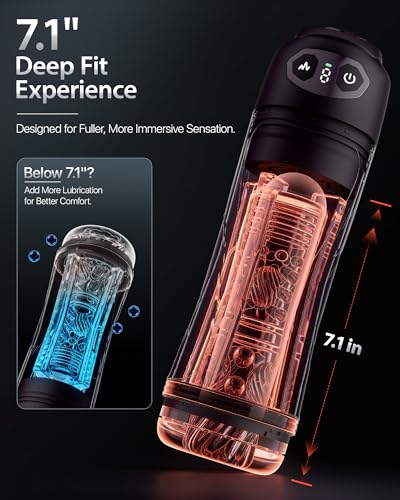 Image of EINSEO Sucking Male Masturbator with 7.1 inch Deep Sleeve, AI Sync Sex Toys for Men 7-Speeds Suction & Vibration, Licking Pocket Pussy with Phone Holder Male Stroker Custom Penis Pump Blowjob Adult Toys
