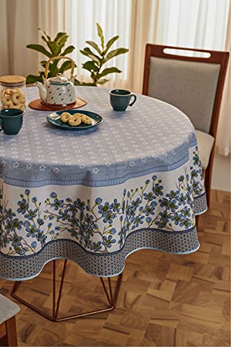 Toalha de Mesa POP Retangular Estampada 6 Lugares Oriente 1,40 m x 2,10 m Com 1 peça, Lepper, Azul