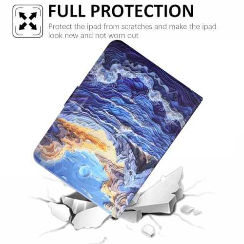 Étui en cuir Galaxy Tab A11 Plus vagues d'océan avec support multi-angles - 7