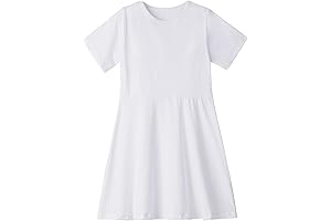 Summer Style Kids Girls Casual Cotton Dress A-Line Short Sleeve Loose Fit Skater Dresses