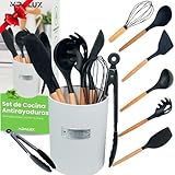 VERSATILIDAD Y COMODIDAD. Incluye 7 espátulas de silicona con mango de madera ergonómico para mayor comodidad y control. Ideal para cocinar, hornear y preparar todo tipo de recetas