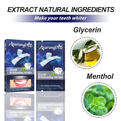 Image of Atarangi Teeth Whitening Strips - 14 PCS (7 Pairs) - Helps Remove Surface Stains from Coffee, Tea & Smoking - Easy Apply & Fresh Mint Flavour