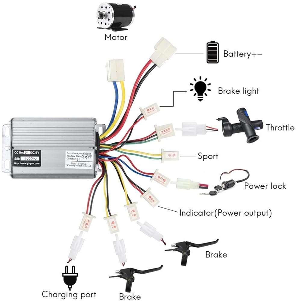 Centralina Monopattino Elettrico 36V 48V 1000W 30A DC Regolatore del Motore della Spazzola di Velocità Della Bici Elettrica for Spazzolato Parti Biciclette Elettriche