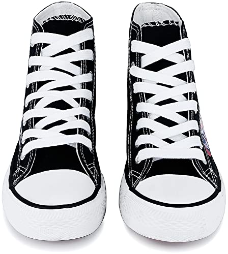 Roffatide Anime Demon Slayer High Top Canvas Sneakers Printed Flats Shoes Slip-Ons Lace-up Skateboarding Shoes Black B Unisex Size 6 - Image 5
